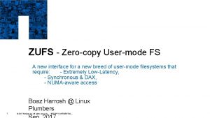 ZUFS Zerocopy Usermode FS A new interface for