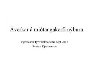 verkar mitaugakerfi nbura Fyrirlestur fyrir lknanema sept 2013