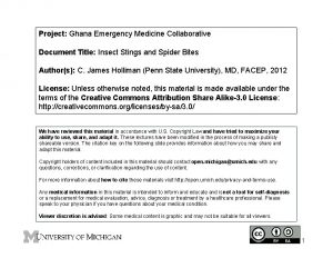 Project Ghana Emergency Medicine Collaborative Document Title Insect