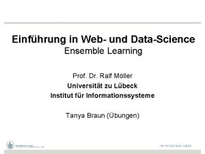 Einfhrung in Web und DataScience Ensemble Learning Prof