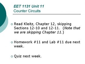 EET 1131 Unit 11 Counter Circuits Read Kleitz