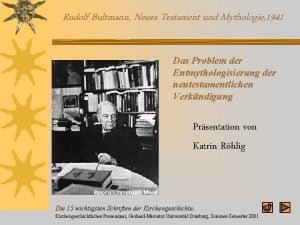 Rudolf bultmann neues testament und mythologie
