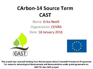 CArbon14 Source Term CAST Name Erika Neeft Organisation