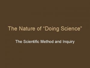 Nature of scientific inquiry
