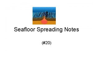 Seafloor Spreading Notes 20 Where weve been w