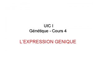 UIC I Gntique Cours 4 LEXPRESSION GENIQUE I