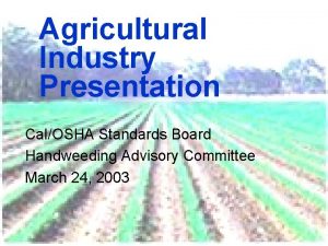 Agricultural Industry Presentation CalOSHA Standards Board Handweeding Advisory