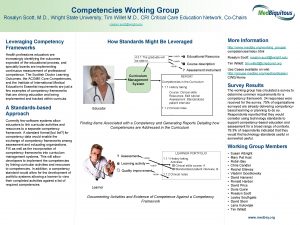 Competencies Working Group Rosalyn Scott M D Wright