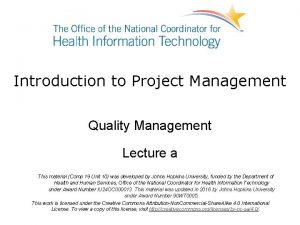 Project quality management lecture notes