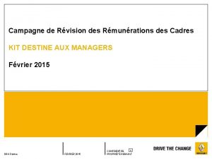 Campagne de Rvision des Rmunrations des Cadres KIT