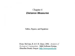 Chapter 6 Distance Measures Tables Figures and Equations