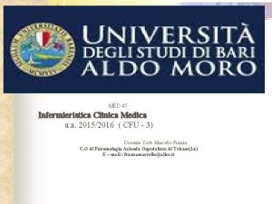 MED 45 Infermieristica Clinica Medica a a 20152016