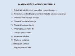 MATEMATIKE METODE U KEMIJI 2 1 Priblini i