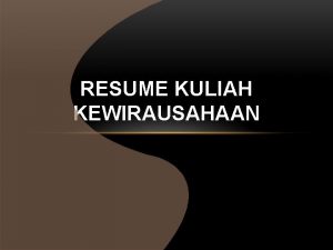 Resume tentang kewirausahaan