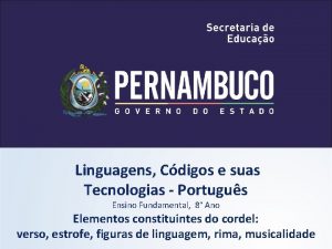 Linguagens Cdigos e suas Tecnologias Portugus Ensino Fundamental