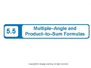 Multiple-angle and product-to-sum formulas