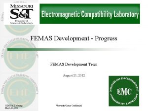 FEMAS Development Progress FEMAS Development Team August 21