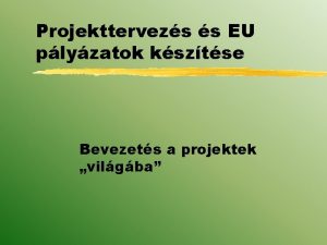 Projekttervezs s EU plyzatok ksztse Bevezets a projektek