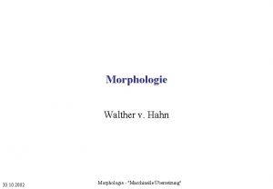 Morphologie Walther v Hahn 30 10 2002 Morphologie