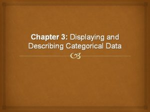 Chapter 3 Displaying and Describing Categorical Data The