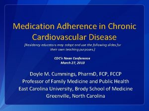 Medication Adherence in Chronic Cardiovascular Disease Residency educators