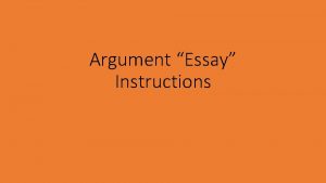 Argument Essay Instructions Thesis In The Landlady by