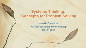 Systems Thinking Concepts for Problem Solving Nanette Chadwick