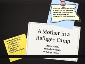 Summarise the poem “a mother in a refugee camp”
