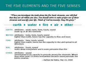 Five elements and five senses Five elements and five senses