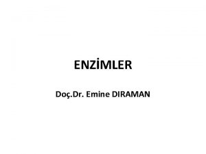 ENZMLER Do Dr Emine DIRAMAN Kimyasal reaksiyonlar KATALZR