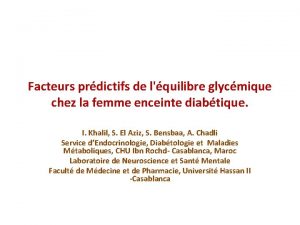 Facteurs prdictifs de lquilibre glycmique chez la femme