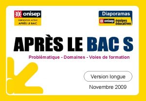 Problmatique Domaines Voies de formation Version longue Novembre