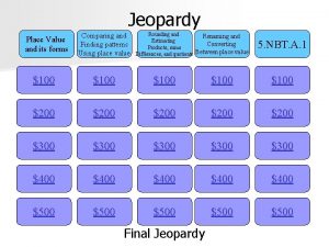 Jeopardy Place Value and its forms Comparing and