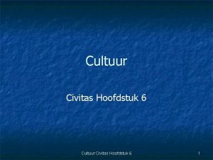 Cultuur Civitas Hoofdstuk 6 1 Wat is cultuur