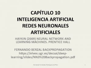 CAPTULO 10 INTELIGENCIA ARTIFICIAL REDES NEURONALES ARTIFICIALES HAYKIN