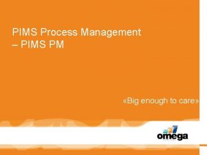 PIMS Process Management PIMS PM Big enough to