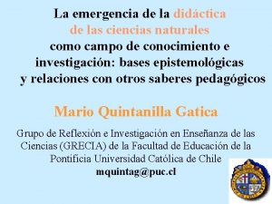 La emergencia de la didctica de las ciencias