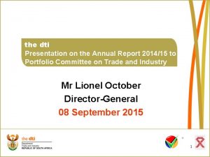 the dti Presentation on the Annual Report 201415