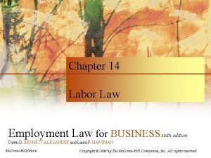 Chapter 14 Labor Law Employment Law for BUSINESS