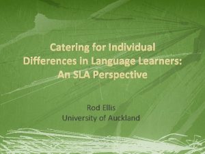 Catering for individual differences