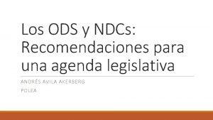 Los ODS y NDCs Recomendaciones para una agenda