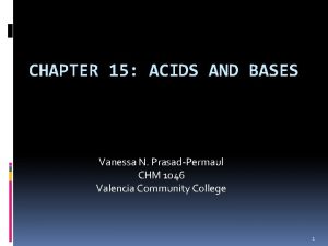 CHAPTER 15 ACIDS AND BASES Vanessa N PrasadPermaul