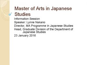 Master of arts in japanese