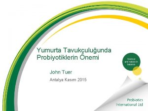 Yumurta Tavukuluunda Probiyotiklerin nemi John Tuer Antalya Kasm