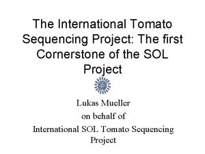 The International Tomato Sequencing Project The first Cornerstone