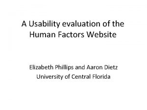 A Usability evaluation of the Human Factors Website