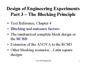 Design of Engineering Experiments Part 3 The Blocking