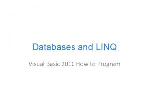 Visual basic linq