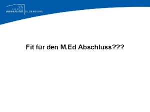 Fit fr den M Ed Abschluss Fit fr