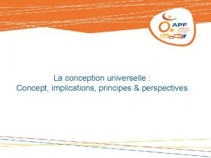 La conception universelle Concept implications principes perspectives n